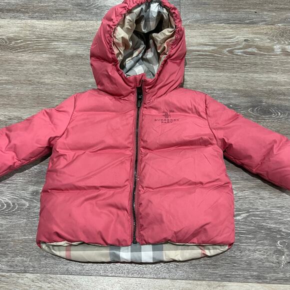 Burberry Baby London Check Pink Reversible Puffer Size 6 Months - Picture 3 of 9